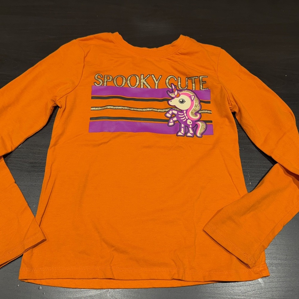 Way to Celebrate Halloween Girls SPOOKY CUTE Tee Size L 10/12 Glow In The Dark